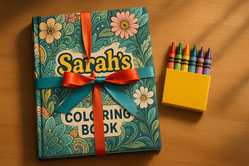 Child and adult coloring custom gift pages together.