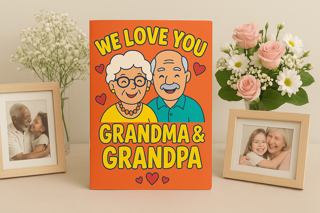 Grandparents' Day coloring book displayed as a gift.