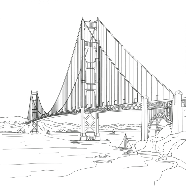 Sample coloring page of the Golden Gate Bridge