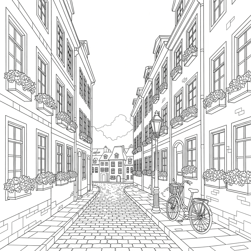 Charming Cobblestone Street Scene