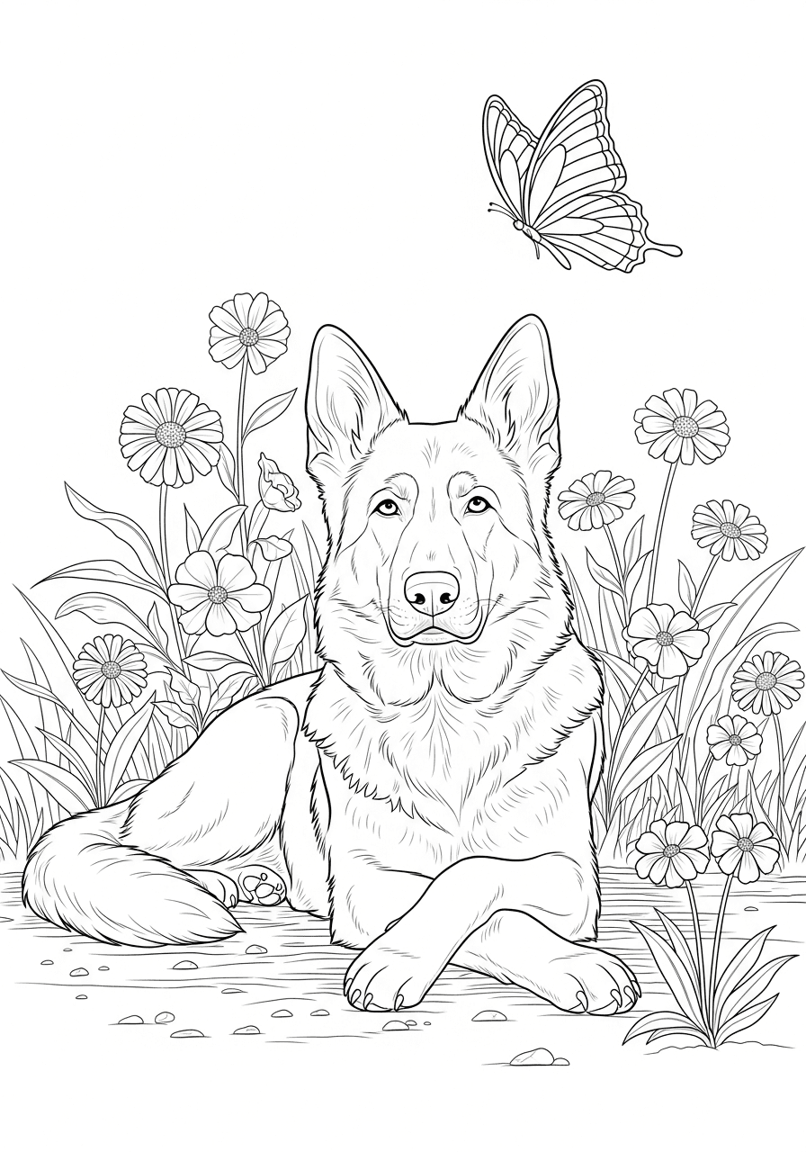 German Shepherd Garden Rest