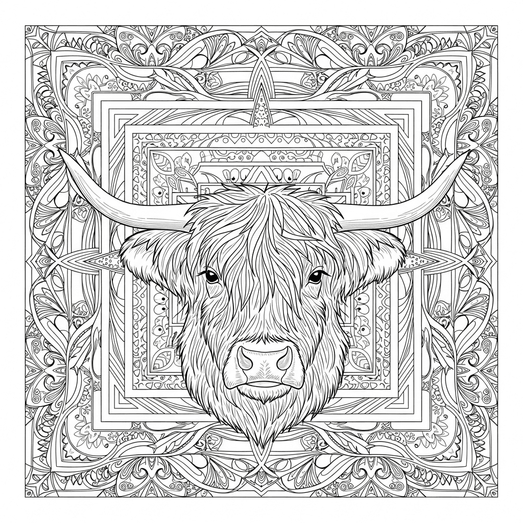 Majestic Highland Cow Mandala