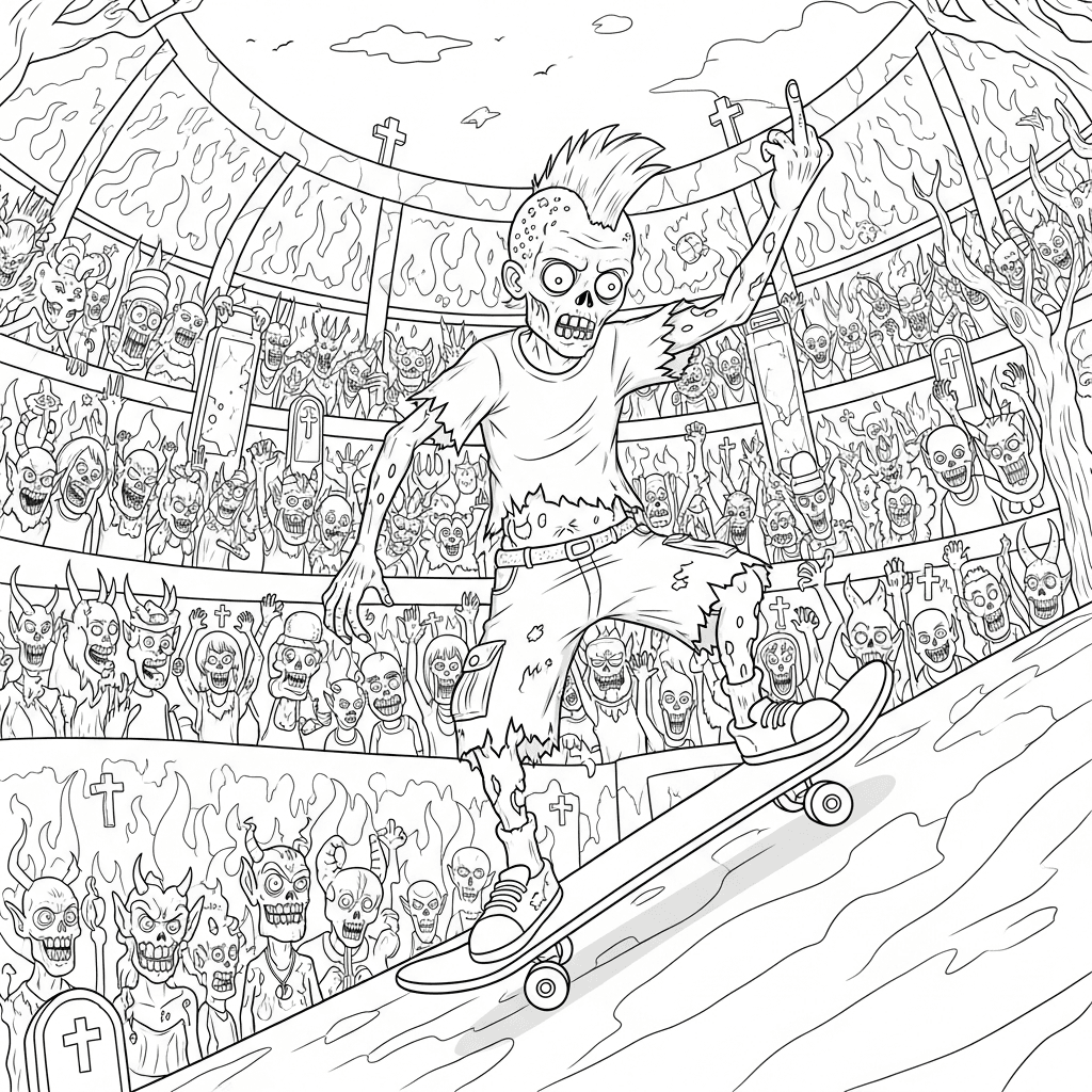 Skateboarding Zombie Hell Stunt