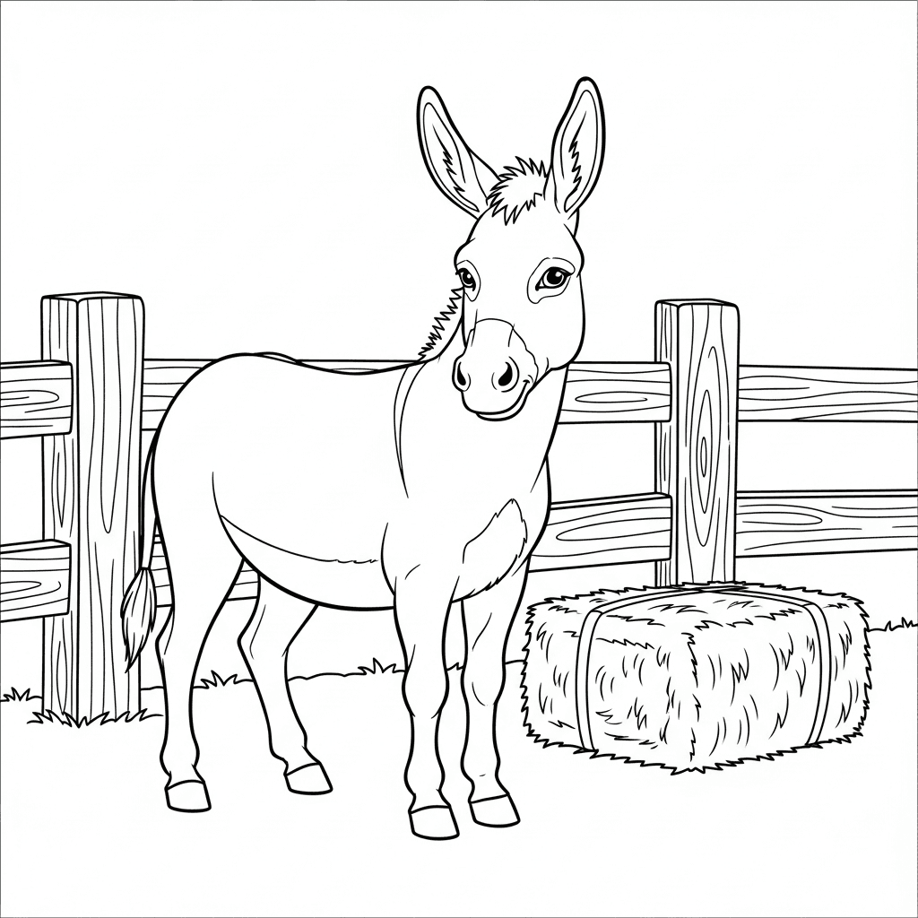 Friendly Donkey on the Farm