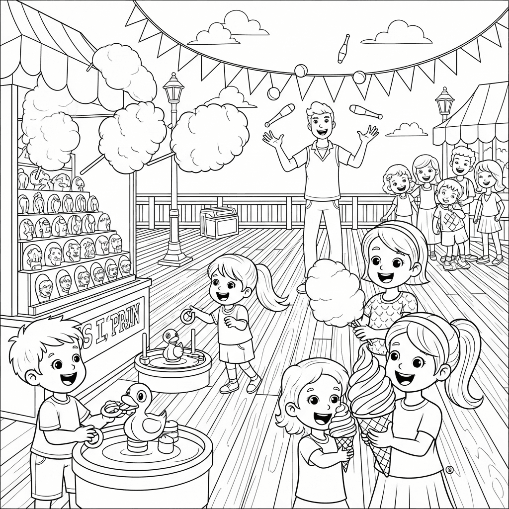 Joyful Summer Boardwalk Scene