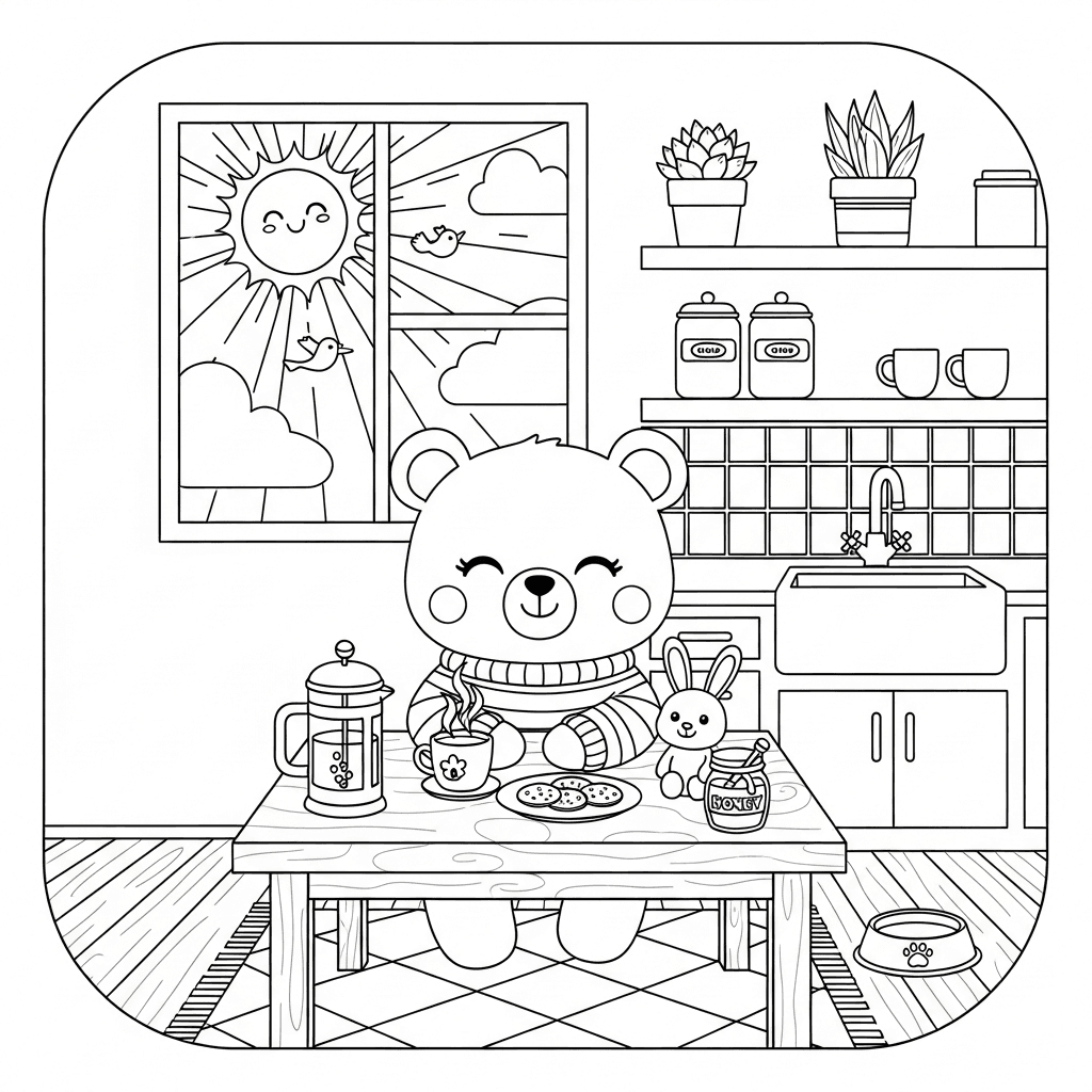 Kawaii Bear Morning Coffee