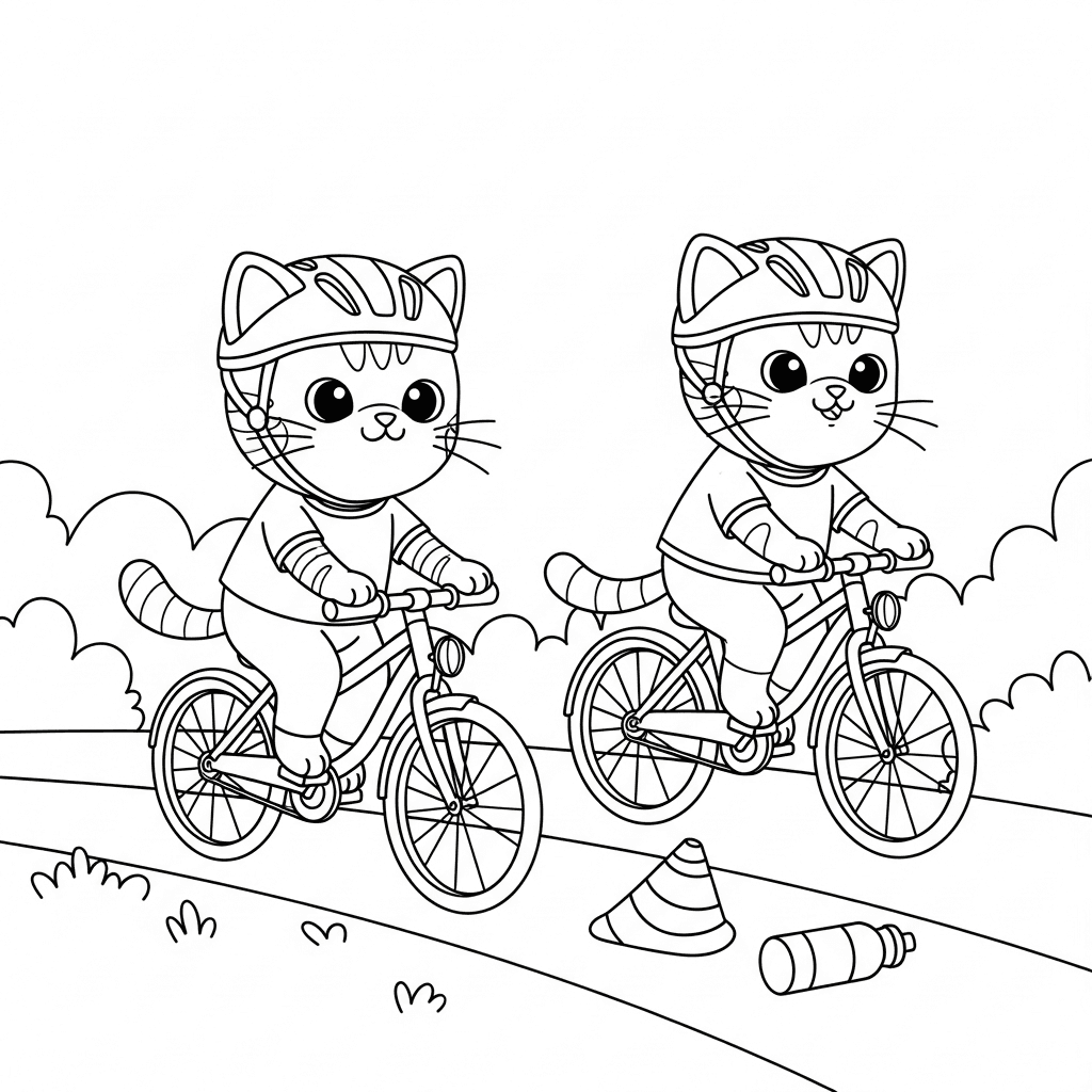 Kawaii Cats Bicycle Ride