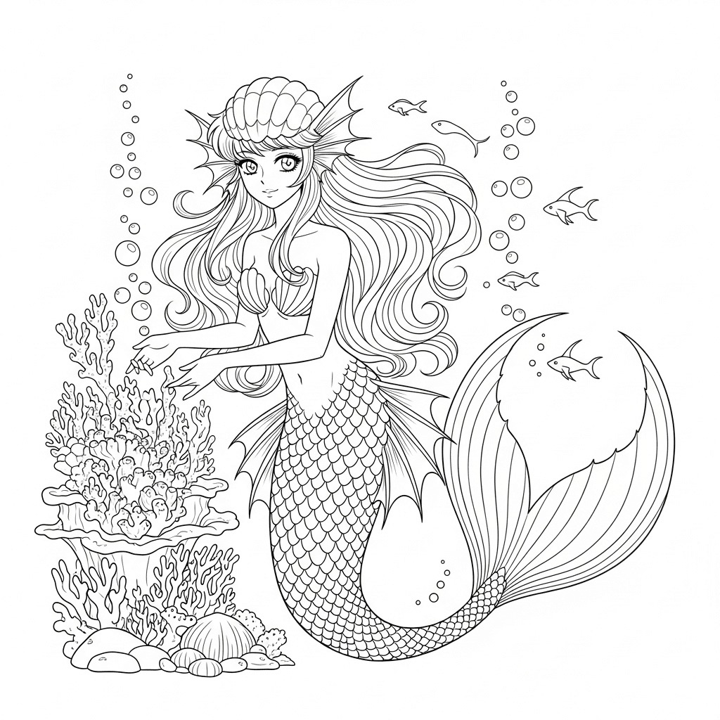 Graceful Anime Mermaid