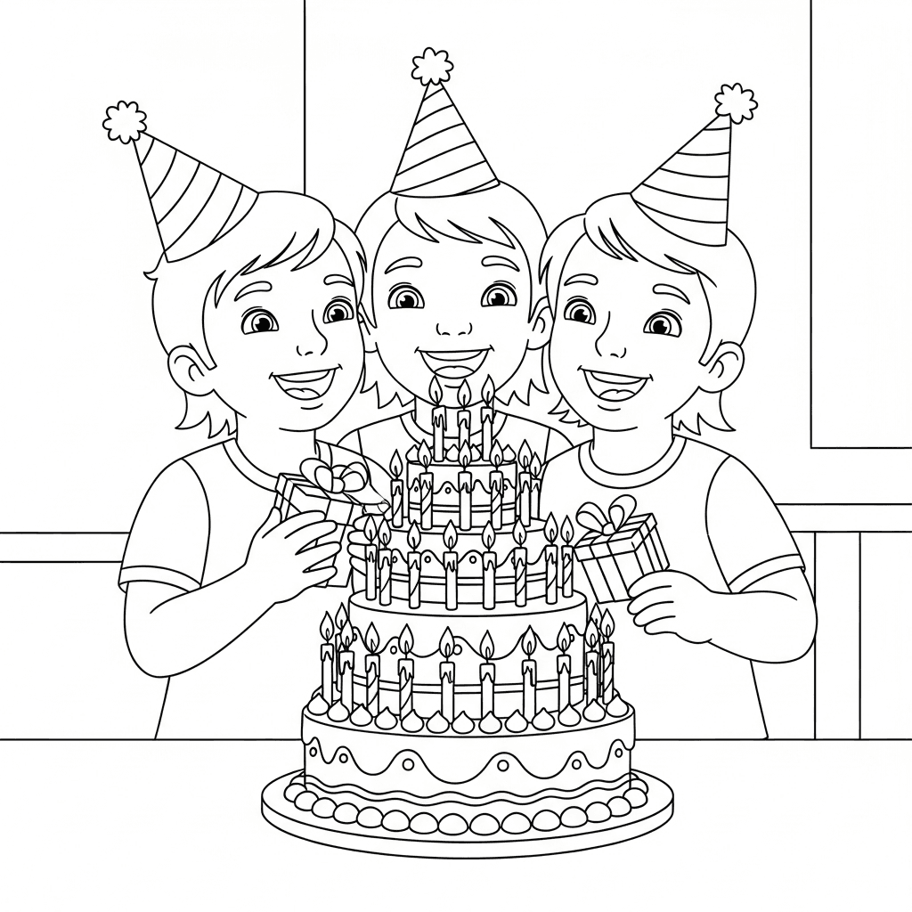 Happy Triplets Birthday Cake