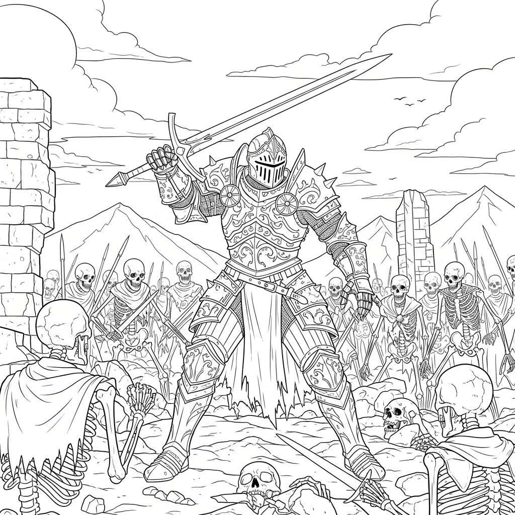 Gothic Knight vs. Skeletons