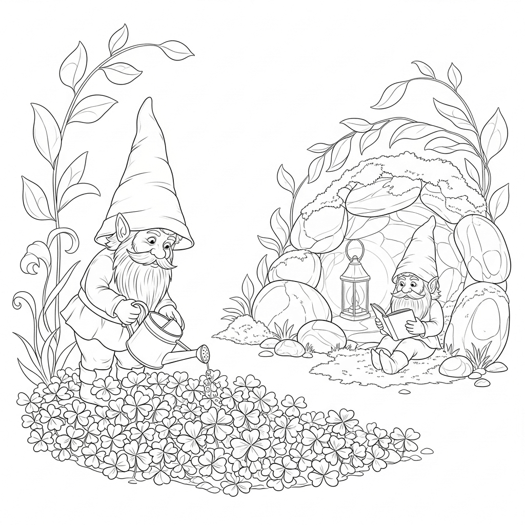 Gnomes in Clover Garden