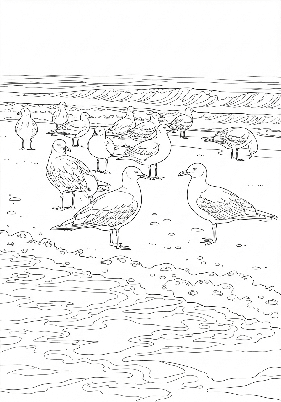 Seagulls on Sandy Beach