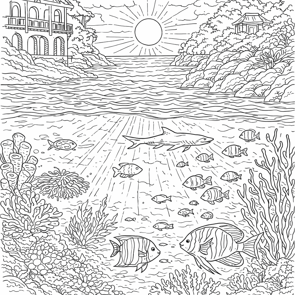 Coastal Underwater Reef Sunset