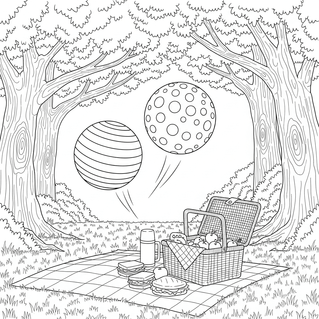 Bouncing Balls Picnic Scene