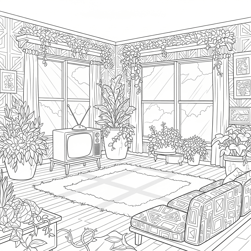 70s Overgrown Living Room