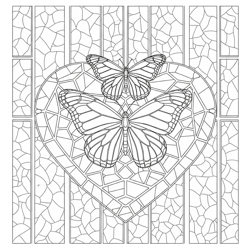 Monarch Butterfly Stained Glass Heart