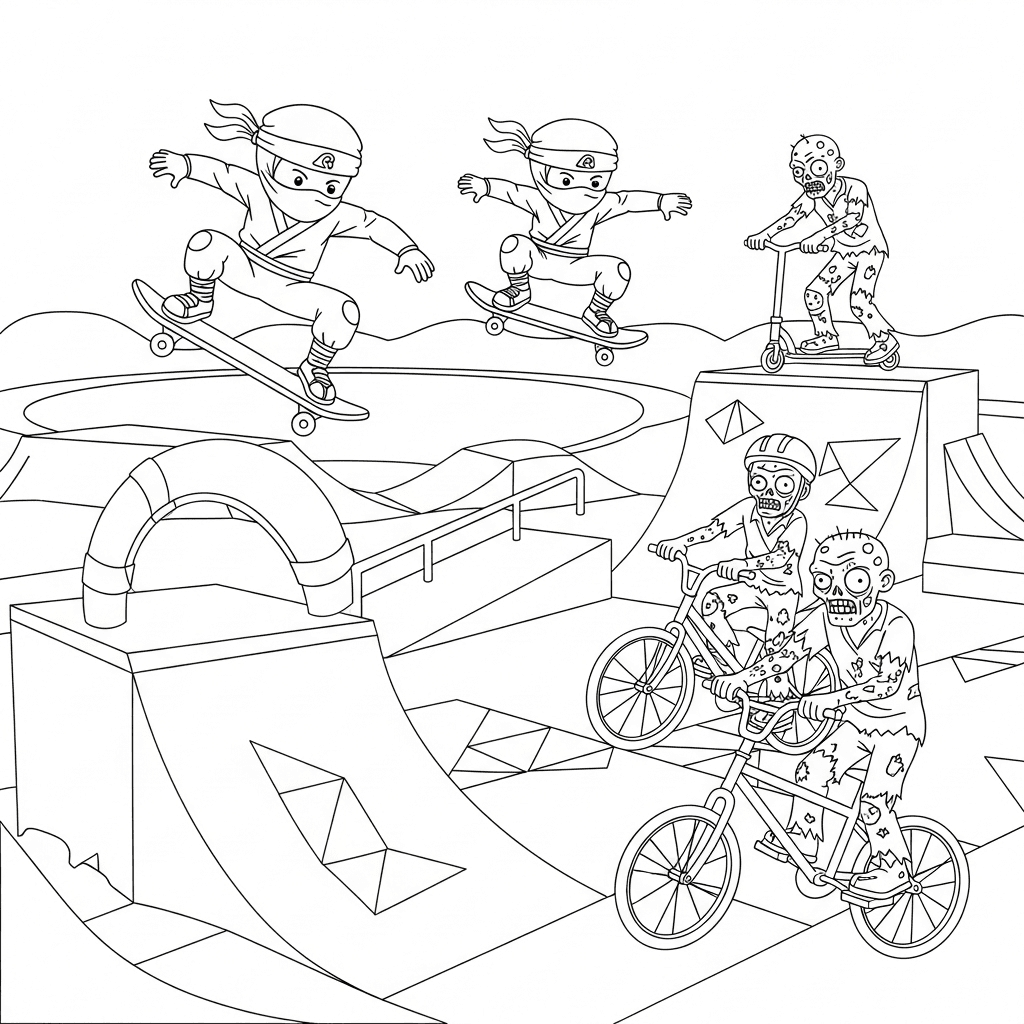 Ninja vs Zombie Park Tricks