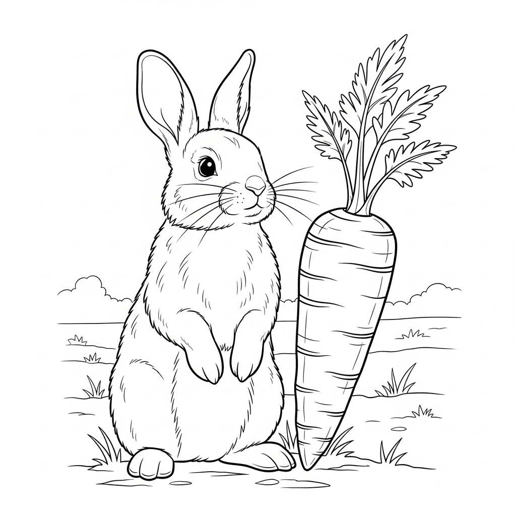 Alert Rabbit with Carrot