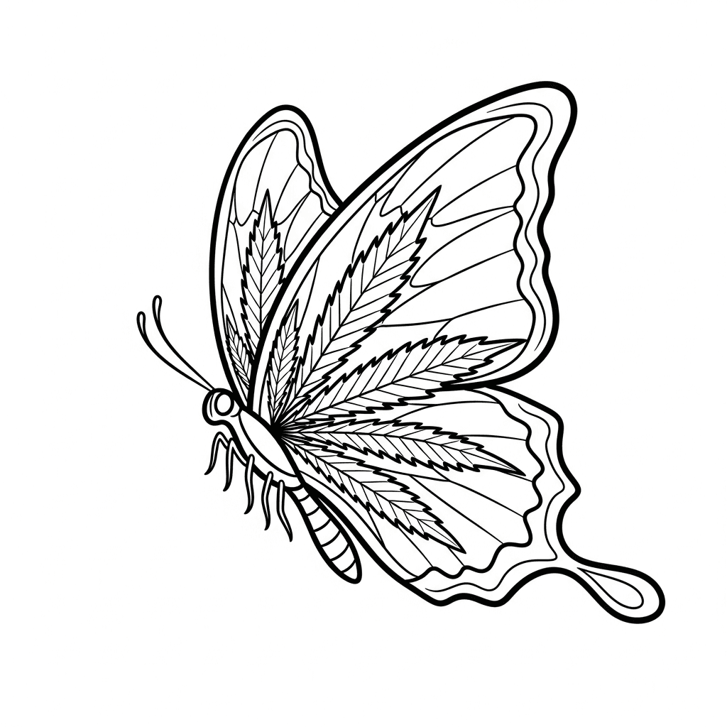 Cannabis Leaf Butterfly Design