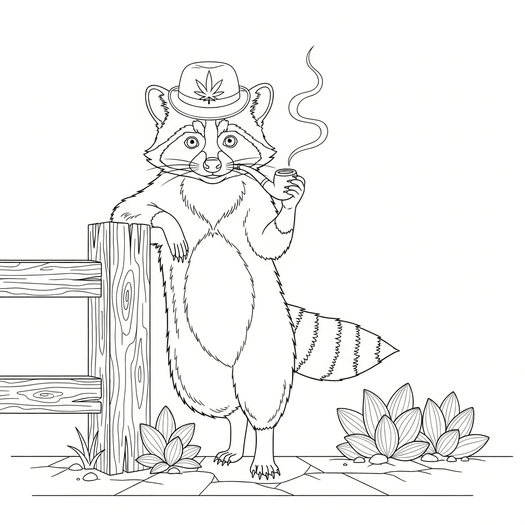 Dapper Raccoon with Pipe