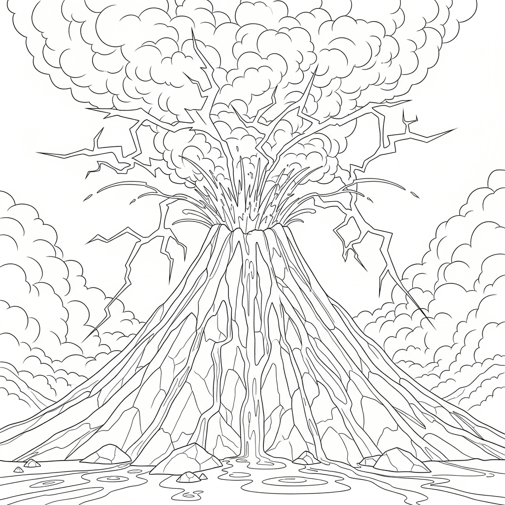 Erupting Volcano Lightning Fury