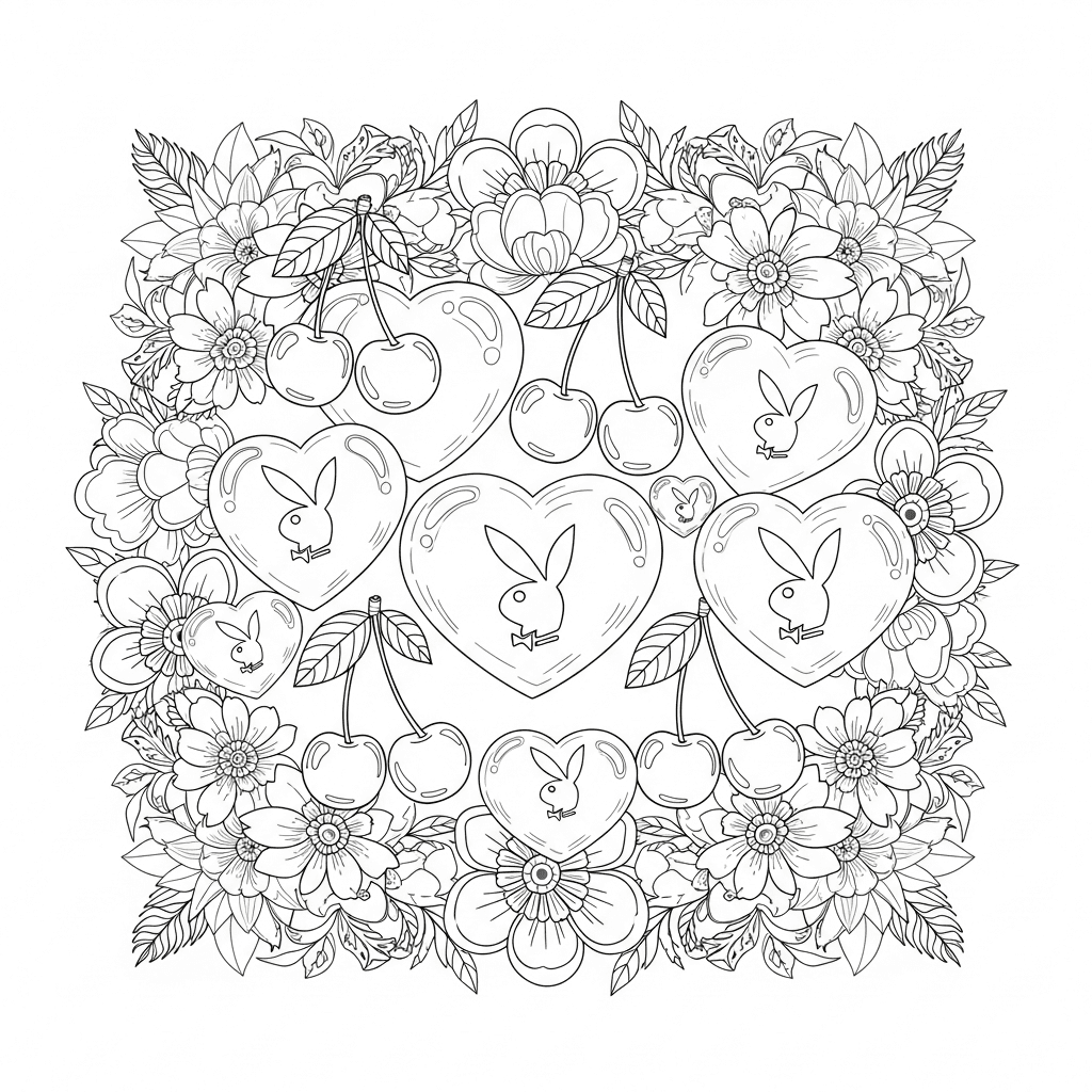 Floral Hearts and Bunny Emblems