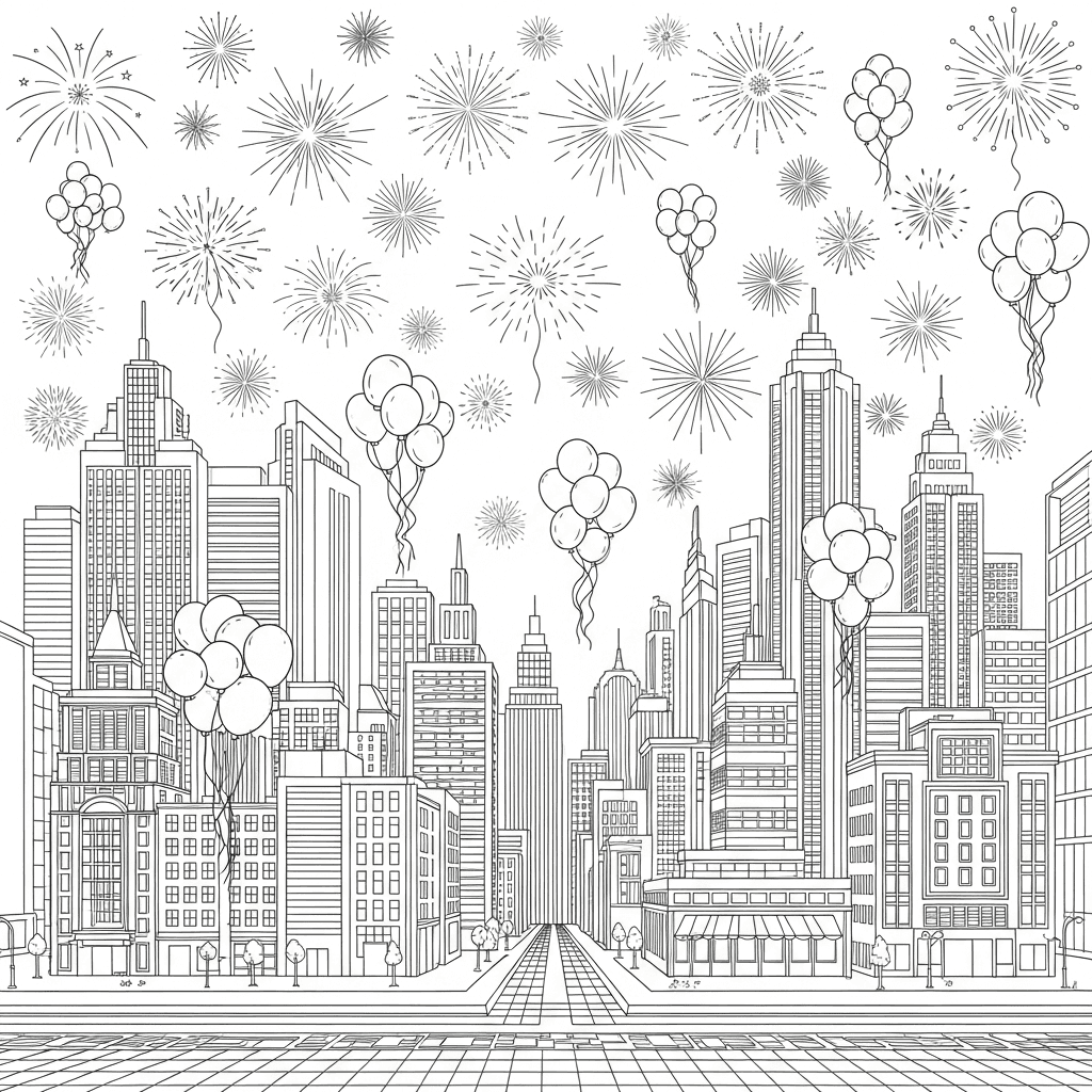New Year City Fireworks Balloons