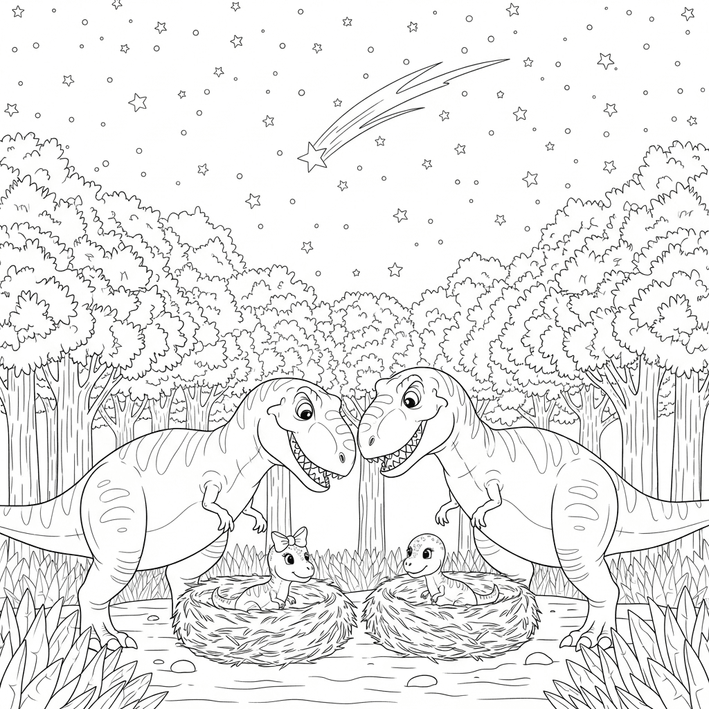 T-Rex Family Starry Night