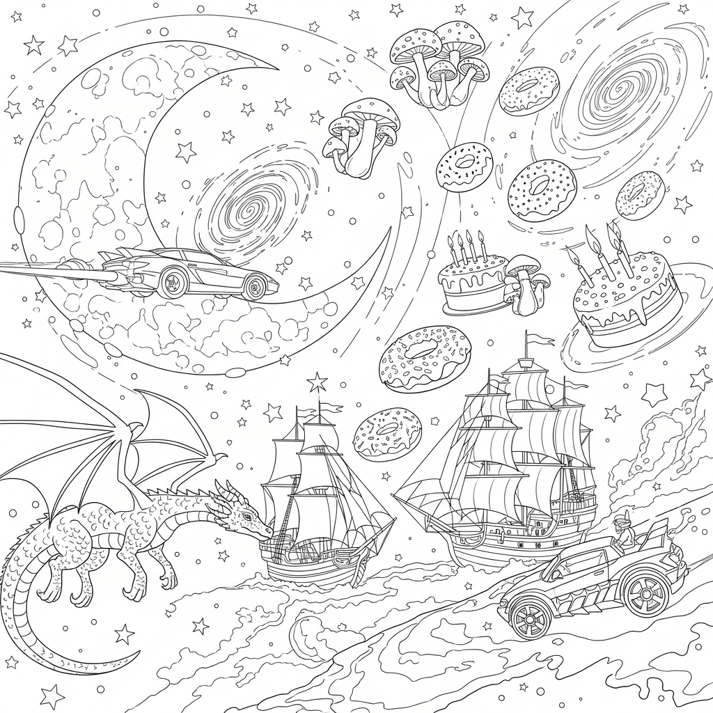 Whimsical Space Dragon Voyage