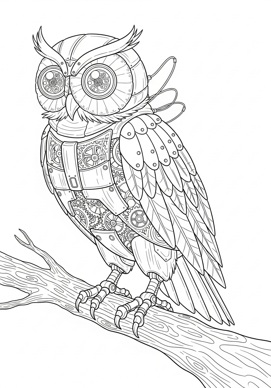 Intricate Mechanical Owl