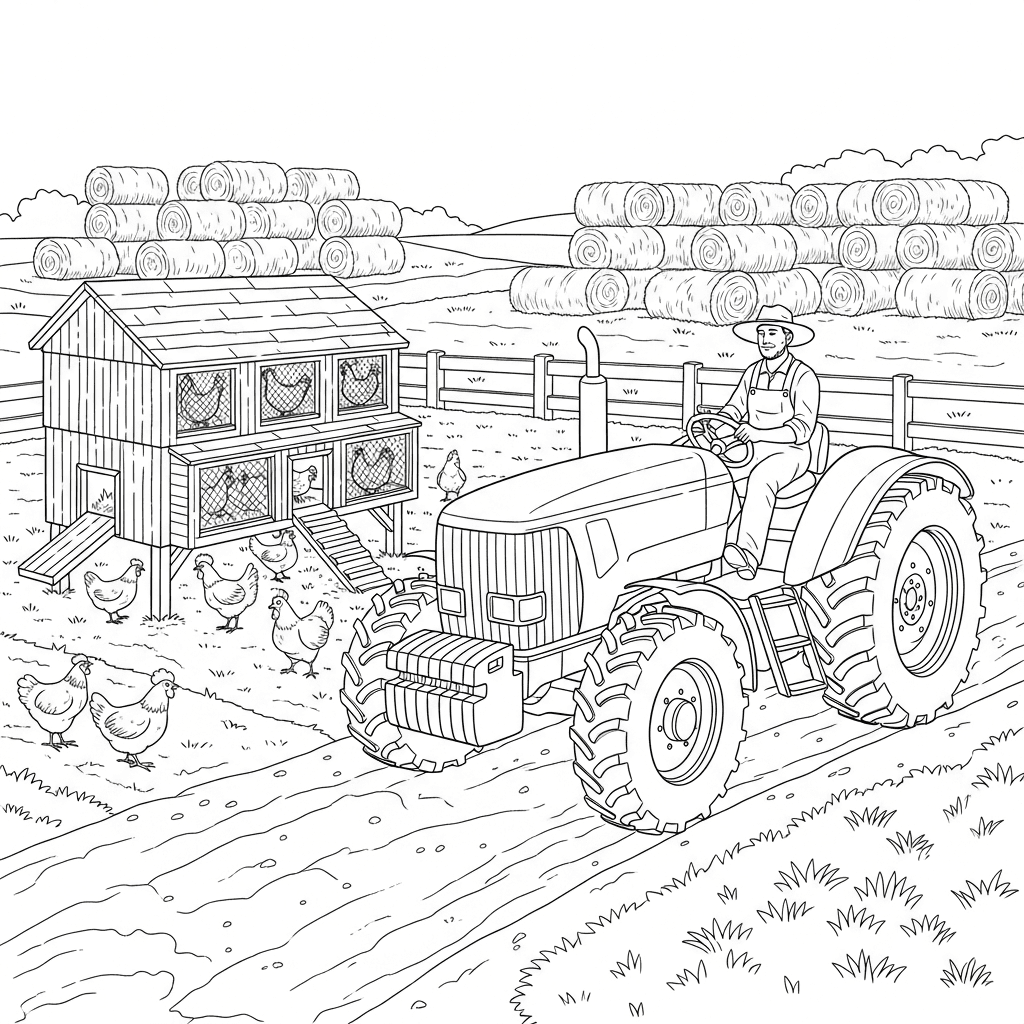 Farm Tractor and Chicken Coop