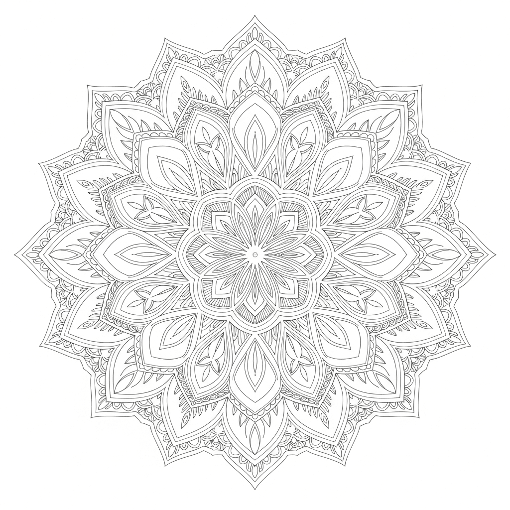 Intricate 16-Point Mandala
