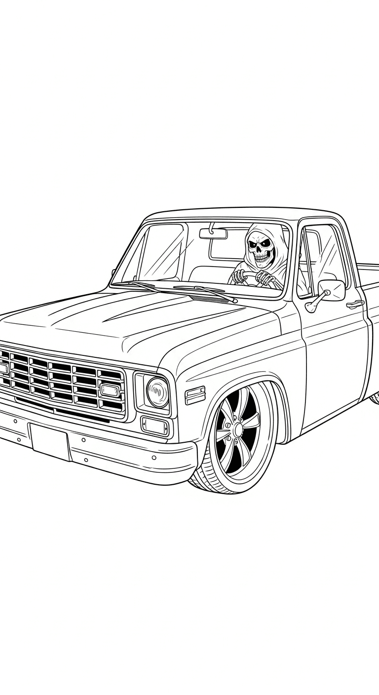 Classic Pick-up Truck Skeleton Driver
