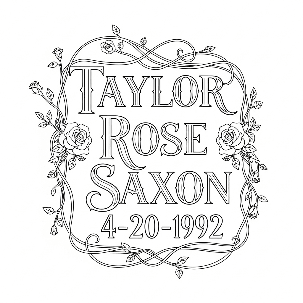 Taylor Rose Saxon Calligraphy Art