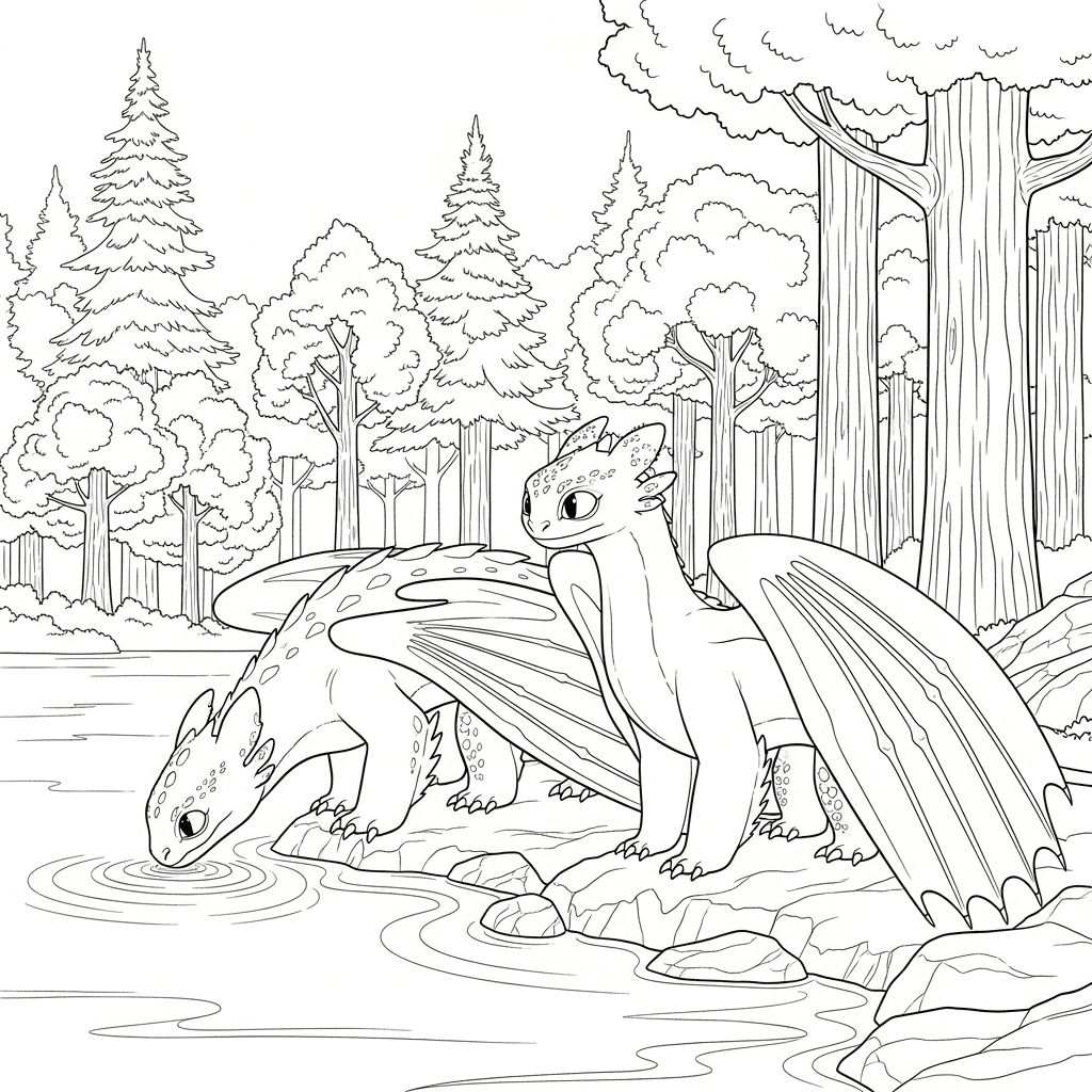 Night Furies by the Lake