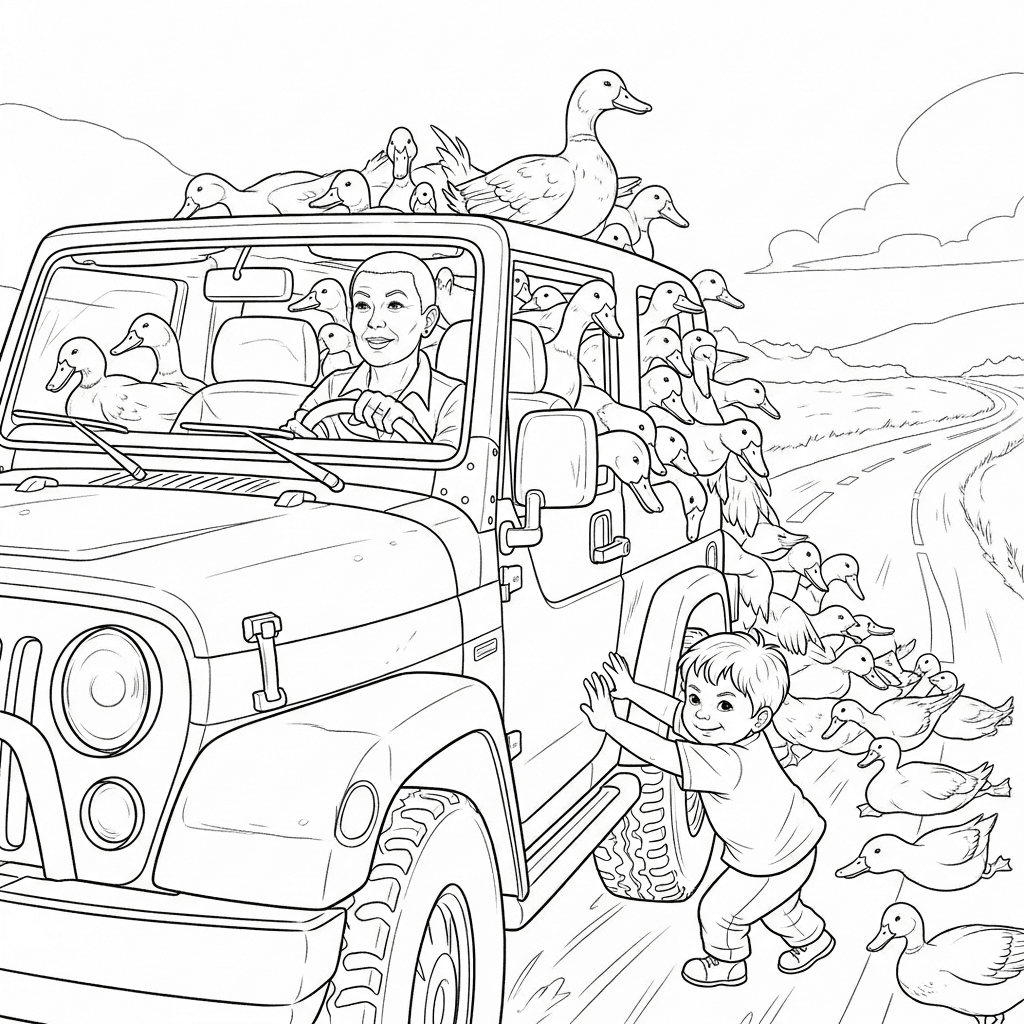 Jeep Full of Ducks Chase
