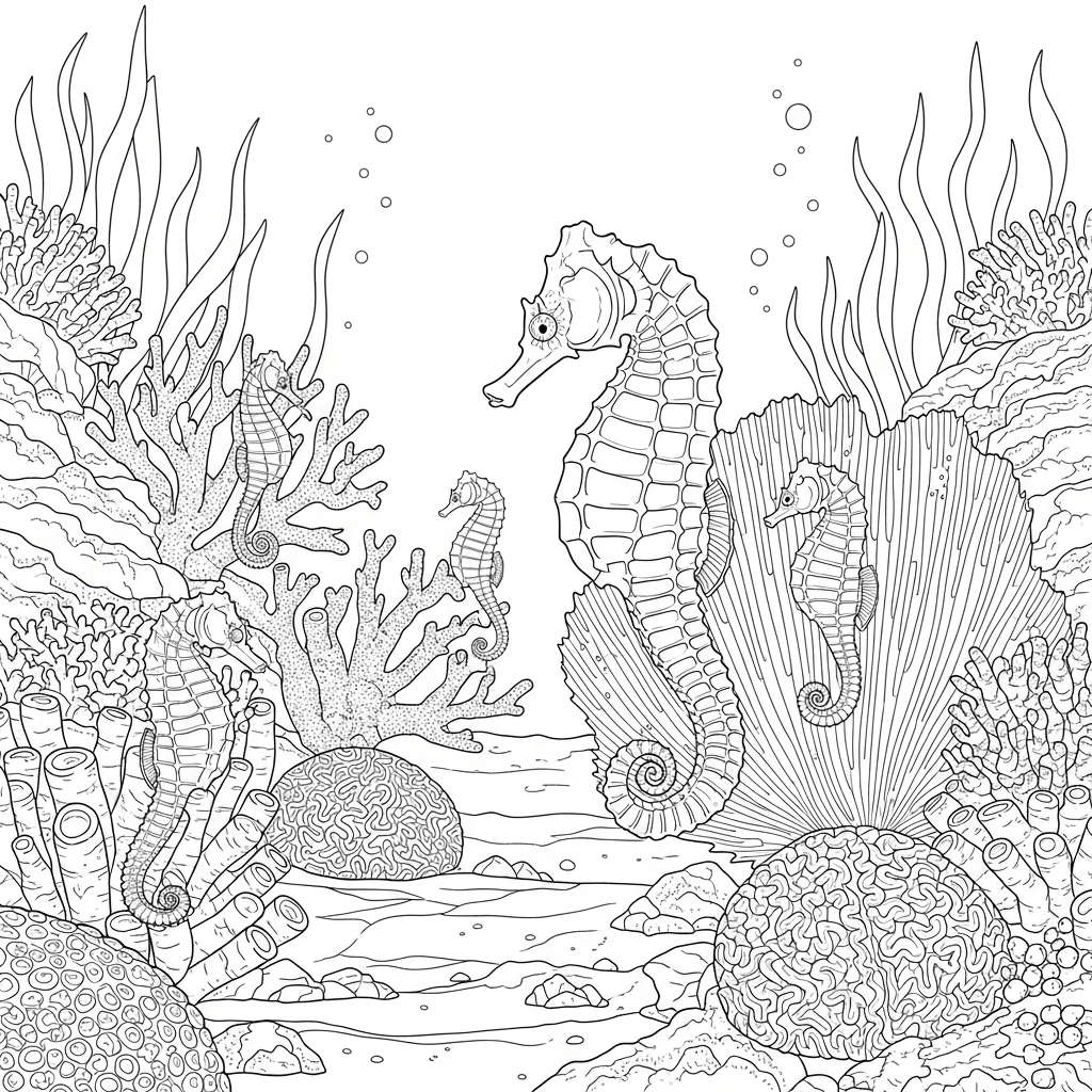 Elegant Seahorses Coral Reef
