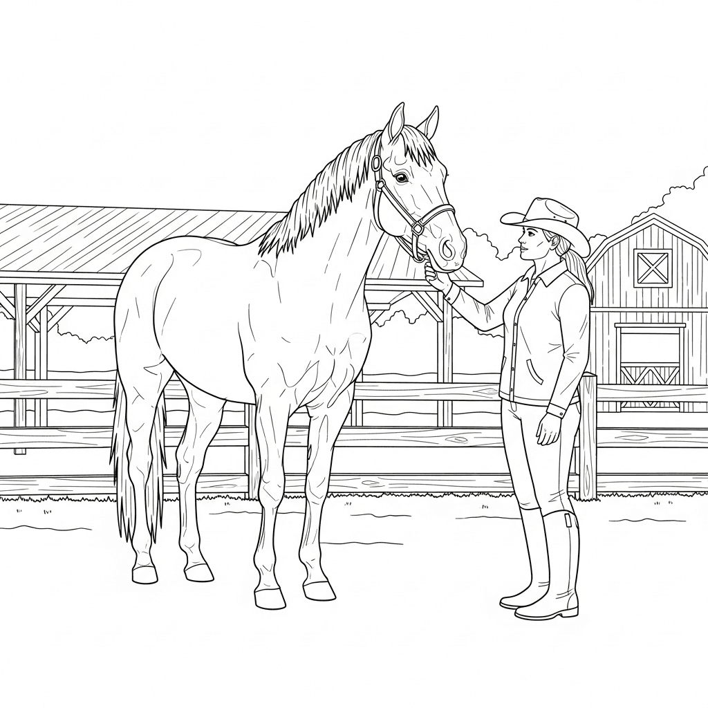 Attentive Horse with Owner