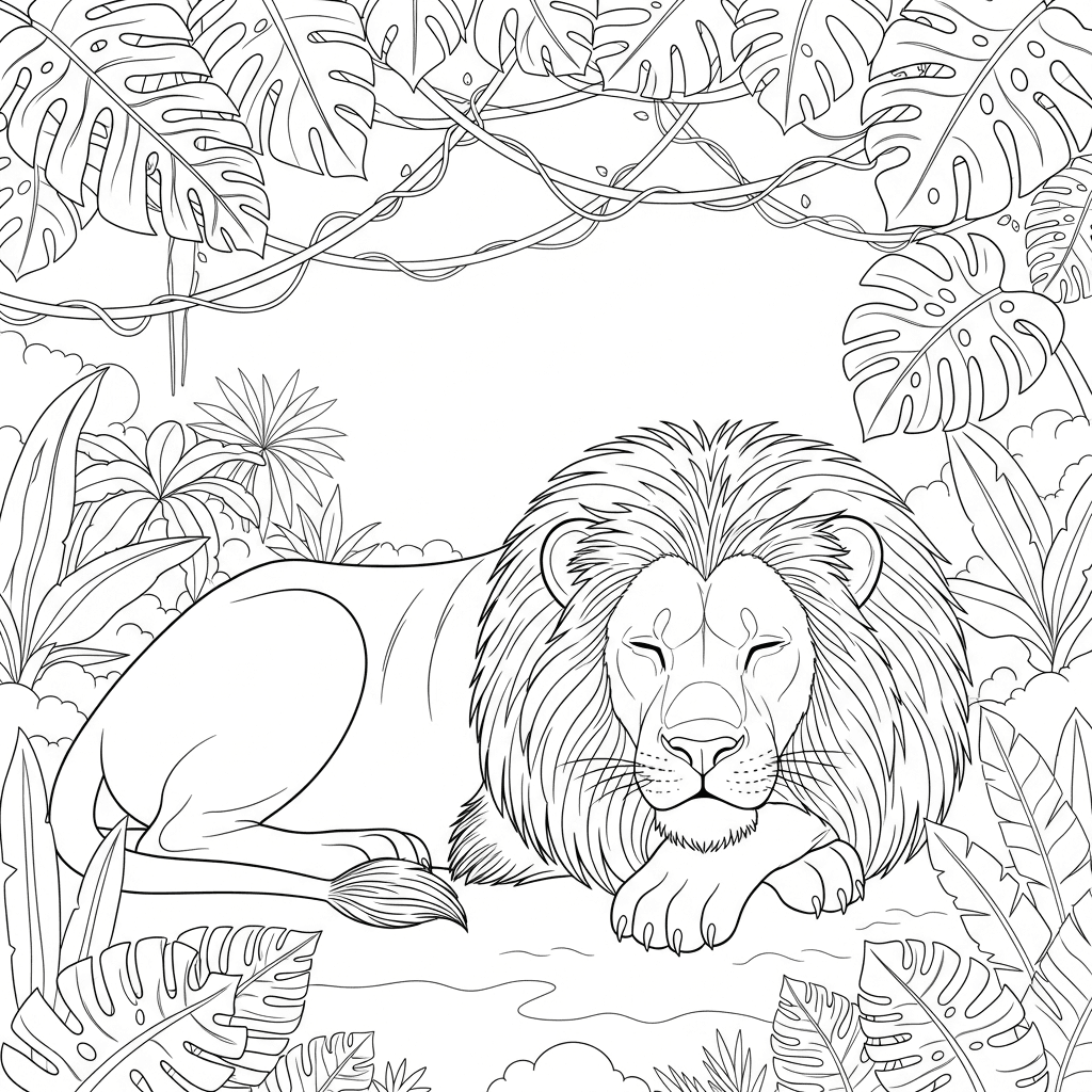 Sleeping Jungle Lion