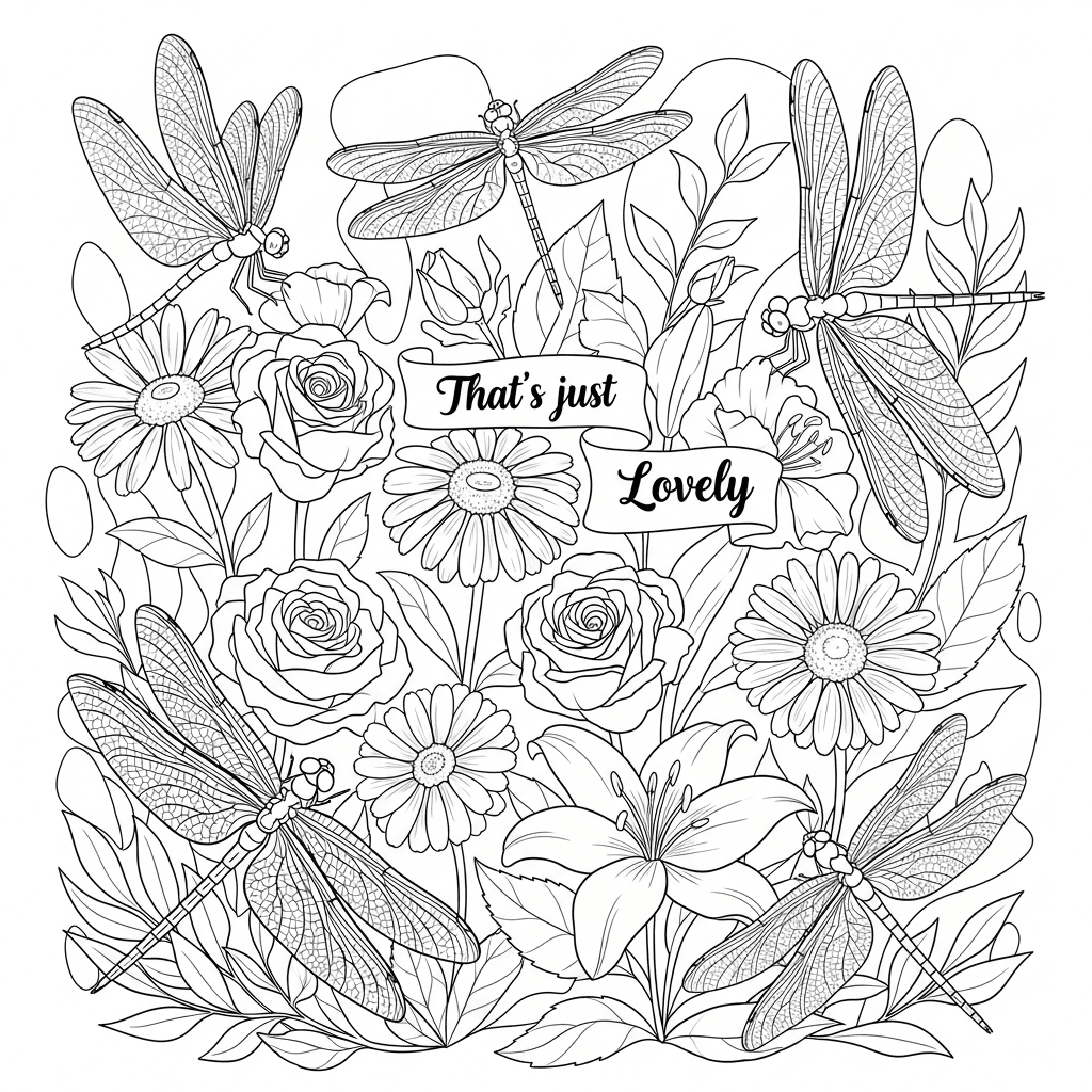 Lovely Dragonflies and Flowers