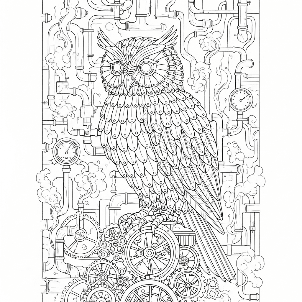 Intricate Steampunk Owl Aviary