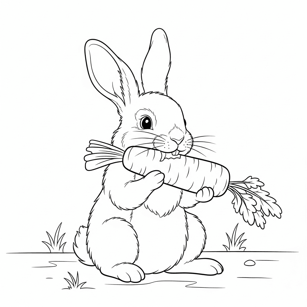Cute Bunny Eating Carrot