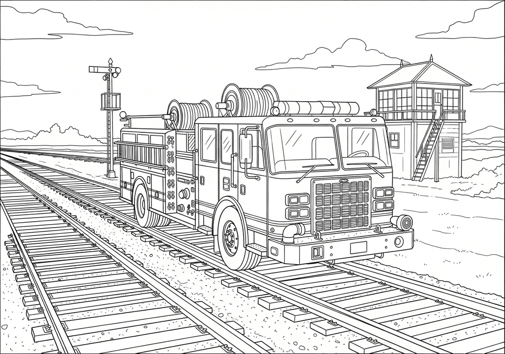 Classic Fire Truck on Tracks