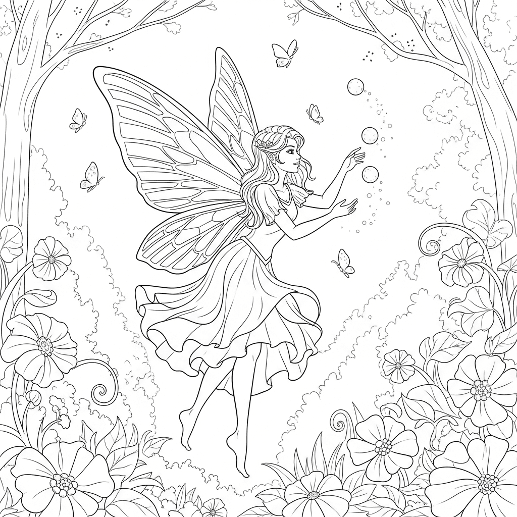 Whimsical Fairy in Flight
