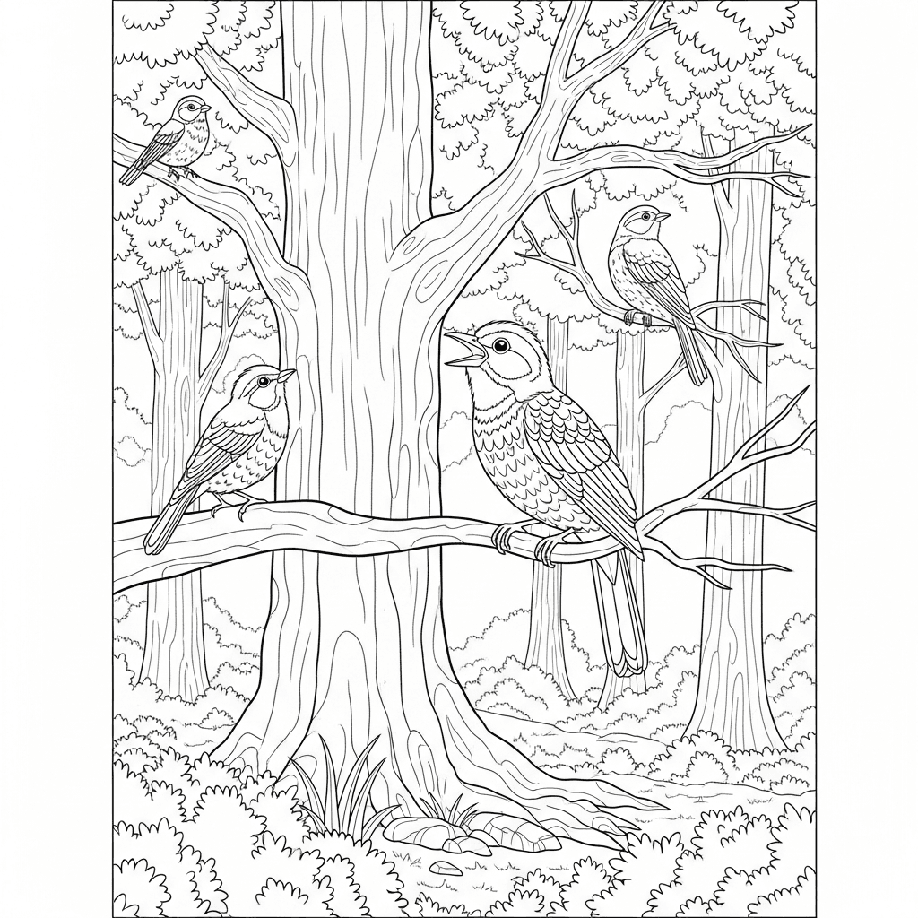 Chirping Forest Birds on Tree
