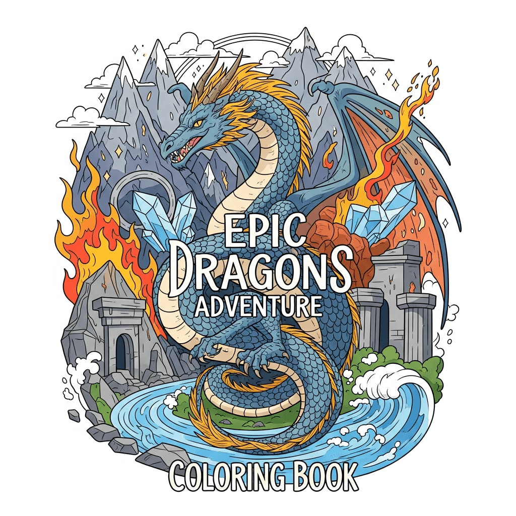 Epic Dragons Adventure Coloring Book cover