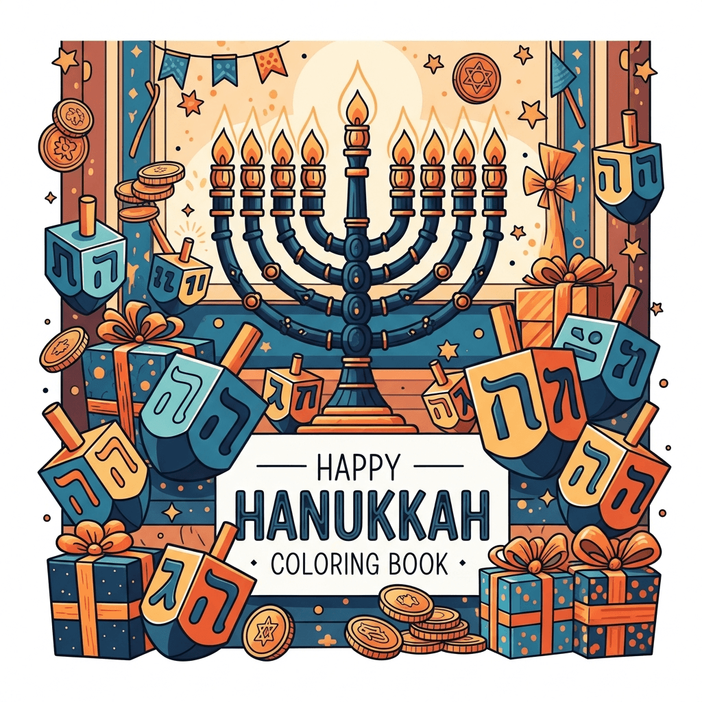 Happy Hanukkah Coloring Book cover