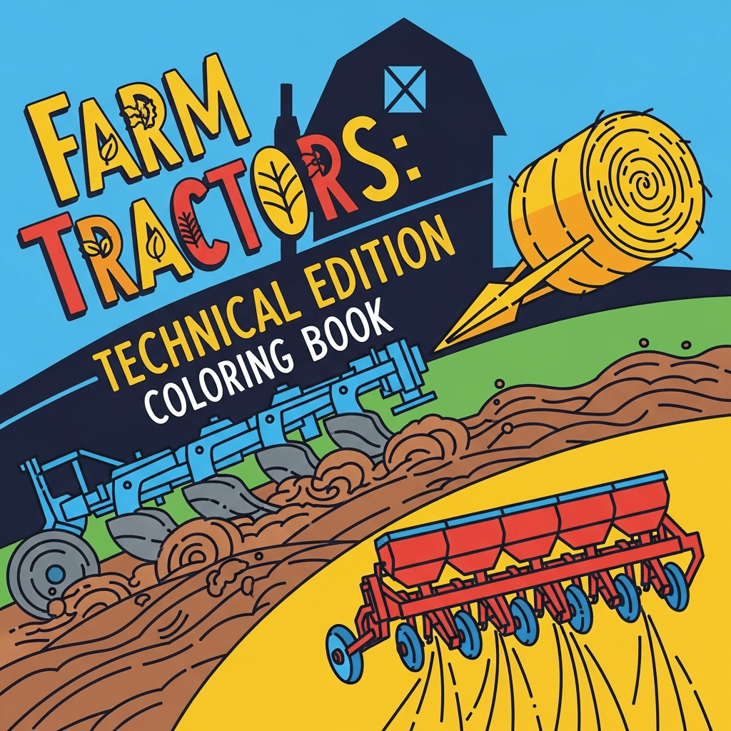 Farm Tractors: Technical Edition Coloring Book cover