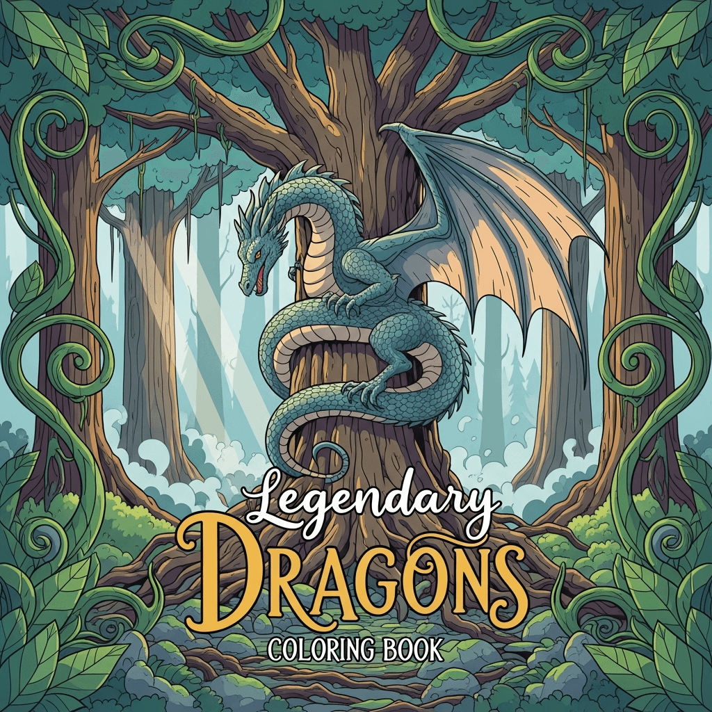 Legendary Dragons Coloring Book cover