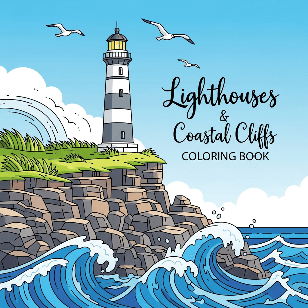 Lighthouses & Coastal Cliffs Coloring Book cover